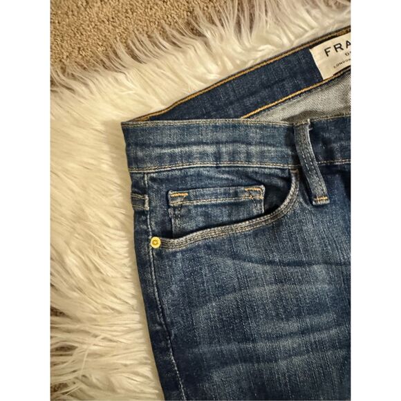 Frame Le Skinny De Jeanne Distressed Stretch Denim Jeans Park Jefferson Size 29 - Picture 11 of 12